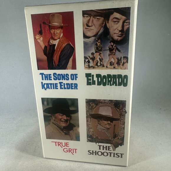 The Best Of John Wayne 4 VHS Box Set Sons Of Katie Elder El Dorado True Grit - Picture 3 of 4